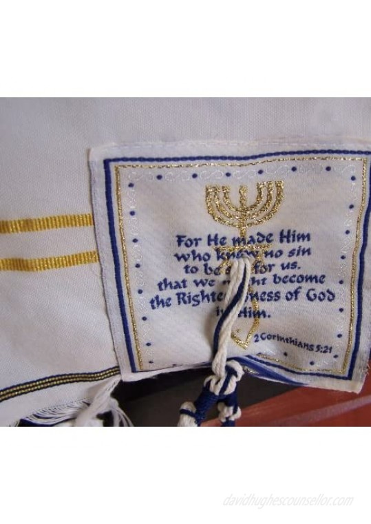 Rabbi Full Body size - Messianic Prayer Shawl - messianic seal Christian Sign Tallit Hebrew English 80 x 60 Inches with Messianic Bag