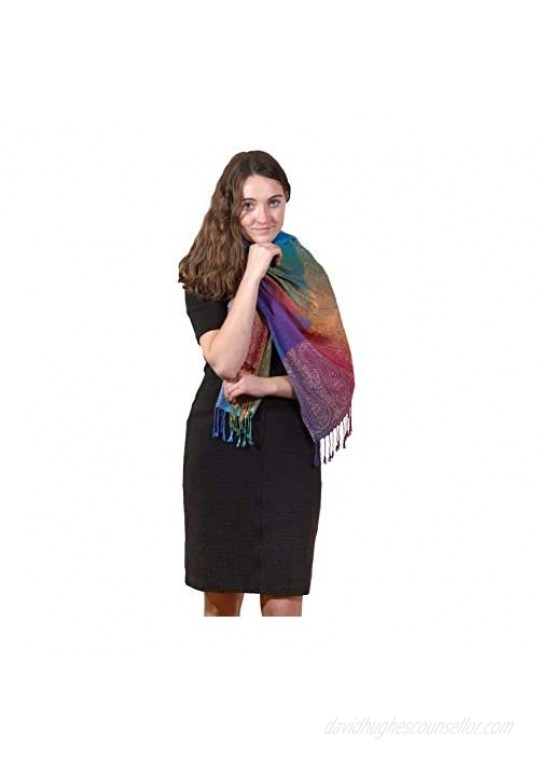 Rainbow Scarf for Women | Colorful Pashmina Scarfs | Real Rave Pashmina Shawls Wraps Lightweight - Aasma’s Dream