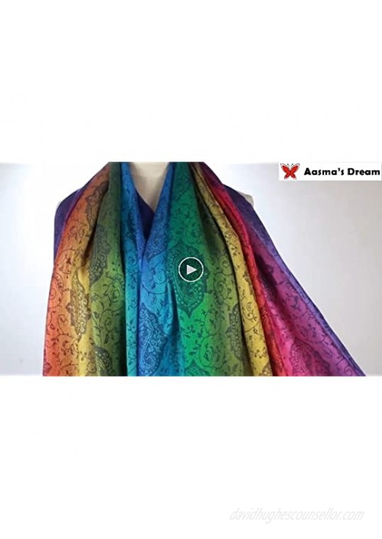 Rainbow Scarf for Women | Colorful Pashmina Scarfs | Real Rave Pashmina Shawls Wraps Lightweight - Aasma’s Dream