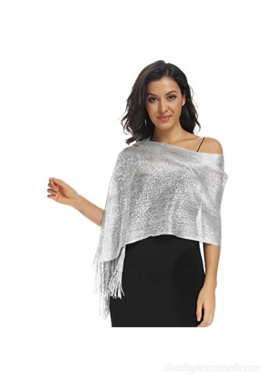 Rheane Sparkling Metallic Shawls and Wraps for Evening Party Dresses
