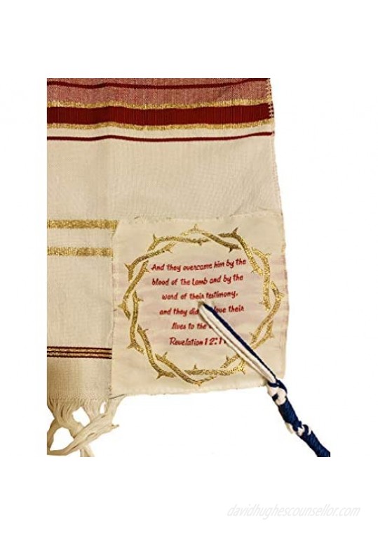 The Blood of Yeshua Jesus Red Tallit Prayer Shawl with Matching Yeshua Tallit Zipper Bag