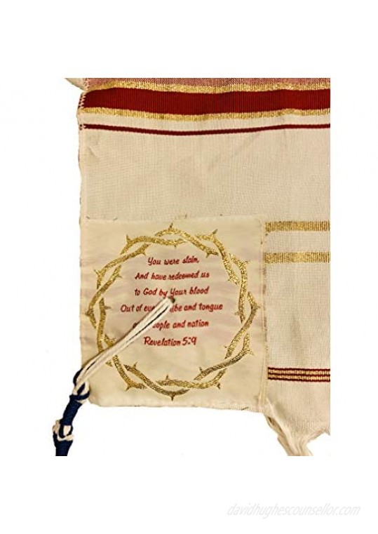 The Blood of Yeshua Jesus Red Tallit Prayer Shawl with Matching Yeshua Tallit Zipper Bag
