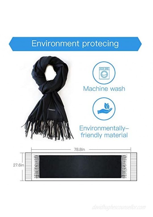 Wapodeai Pashmina Scarf  Premium Large Scarf Women Scarves  Suitable for Spring Summer Autumn and Winter 78.75x27.6 Black