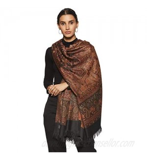 Weavers Villa Women's Pashmina Wool Blend Indian Handicraft Woven Shawls  Scarf  Wraps [Large Size: 40" X 80"]