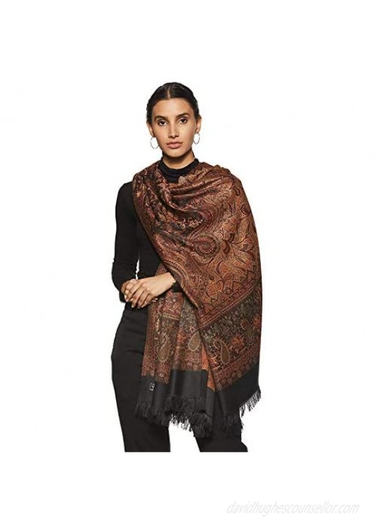 Weavers Villa Women's Pashmina Wool Blend Indian Handicraft Woven Shawls  Scarf  Wraps [Large Size: 40" X 80"]