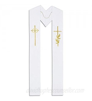 Wedding Stole Embroidery on Polyester 110 Inches Long  White