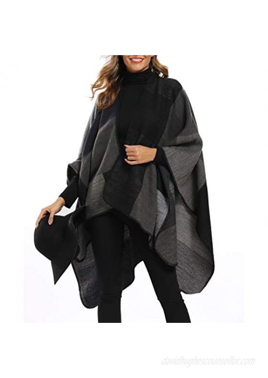 Women's Blanket Shawls Wraps Winter Open Front Poncho Cape Oversized Cardigan Sweater