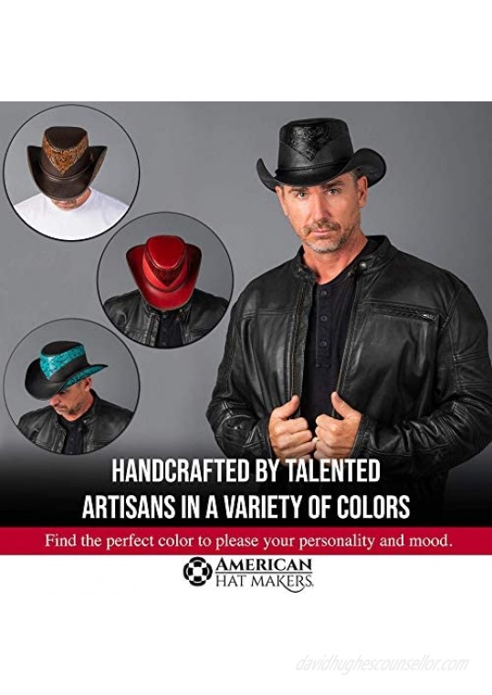 American Hat Makers Falcon Leather Cowboy Hat — Handcrafted Durable UV Sun Protection