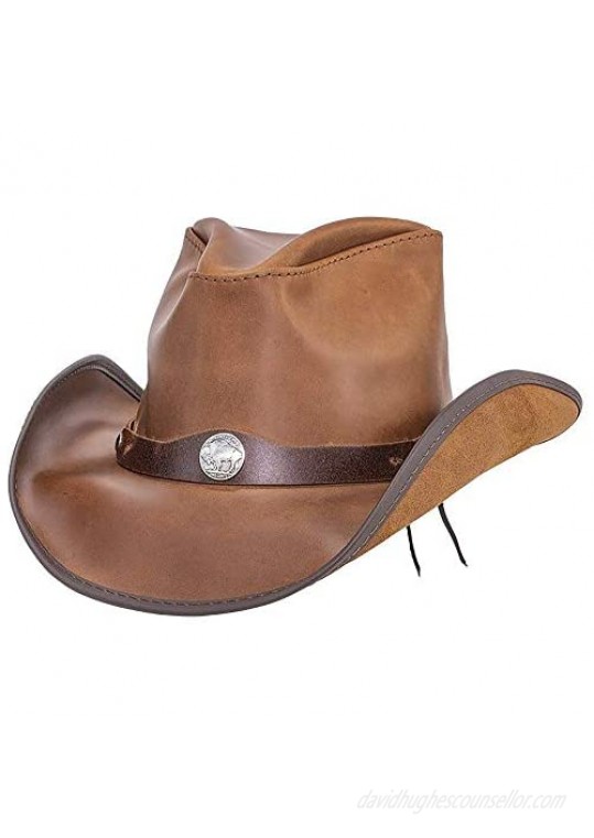 American Hat Makers Western Leather Cowboy Hat — Handcrafted  UV Sun Protection