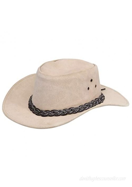 Australian Beige Western Style Cowboy Outback Real Suede Aussie Bush Hat