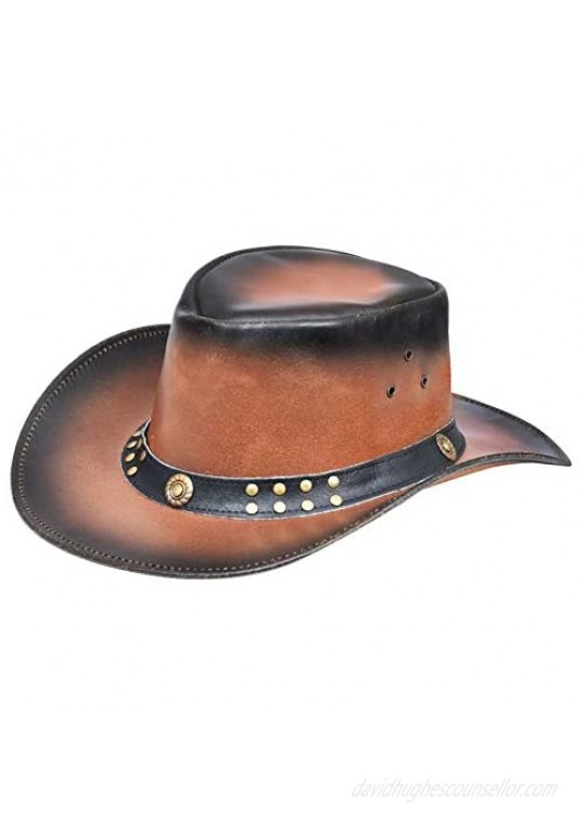 Australian Smoke Western Style Cowboy Outback Real Leather Aussie Bush Hat