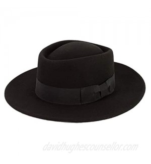 Black Wool Gambler Bolero Western Hat with Grosgrain Ribbon Hatband  Adjustable