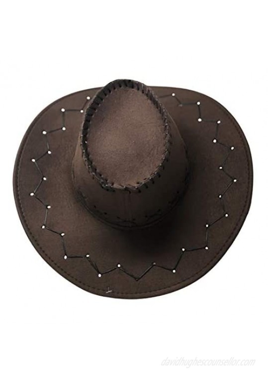 CHAPEAU TRIBE Child Texas Wild West Suede Cowboy Hat with Chin Strap and Paisley Bandana