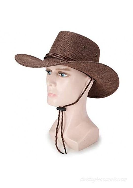 Cowboy Hats Outdoor Cowboy Hat Woven Imitation Linen Summer Sunhat Western Cowboy Hat for Men Boys