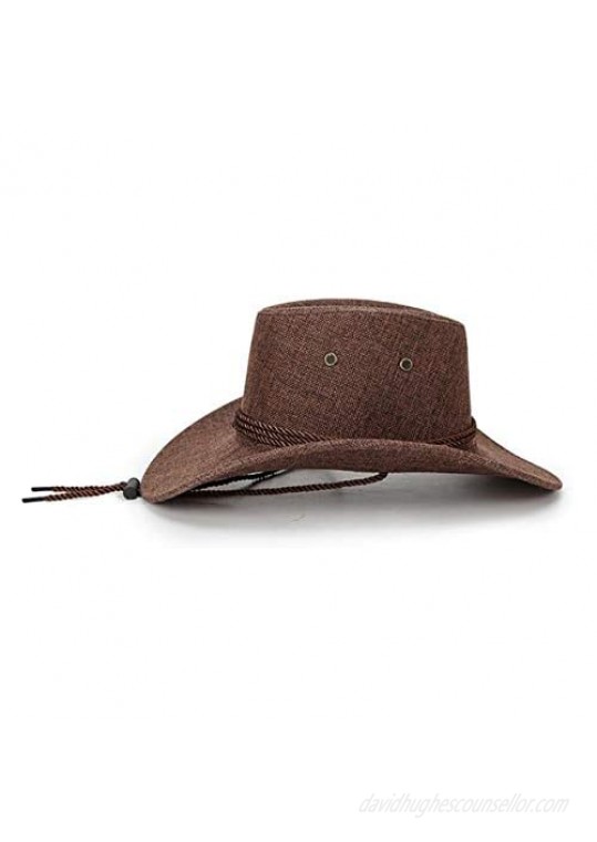 Cowboy Hats Outdoor Cowboy Hat Woven Imitation Linen Summer Sunhat Western Cowboy Hat for Men Boys