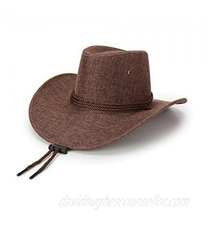 Cowboy Hats  Outdoor Cowboy Hat  Woven Imitation Linen Summer Sunhat  Western Cowboy Hat for Men Boys