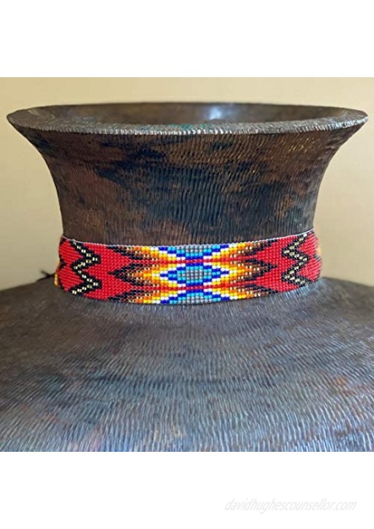 Mayan Arts Beaded Hat Band 1 Inch Wide Hatband Hat Accessory Leather Ties Men Women Multi Color Southwestern Cowboy Cow Girl Handmade in Guatemala