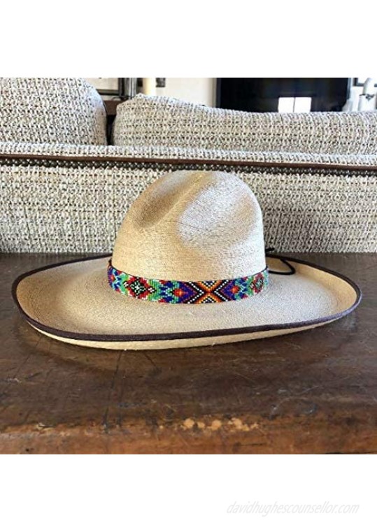 Mayan Arts Beaded Hat Band Hatband Cowgirl Western Leather Ties Men Women Handmade in Guatemala 7/8 Inches x 21 Inches