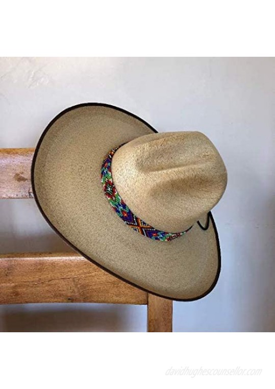 Mayan Arts Beaded Hat Band Hatband Cowgirl Western Leather Ties Men Women Handmade in Guatemala 7/8 Inches x 21 Inches