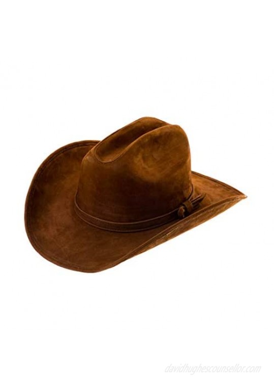 Real Suede Leather Cowhide Hat for Men and Women Fashion Outback Western Cowboy Style