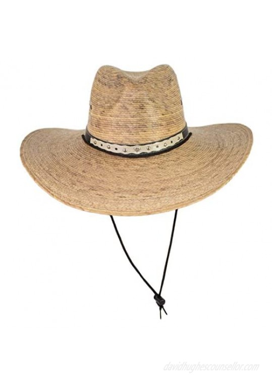 Rising Phoenix Industries Wide Brim Mexican Palm Leaf Cowboy Hat  Large Sun Hat with Chin Strap for Men or Women
