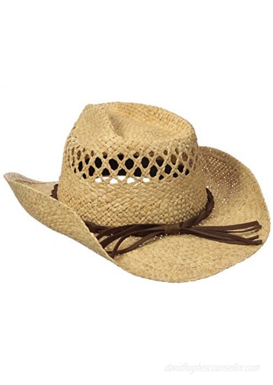 San Diego Hat Co. Men's Raffia Cowboy Hat with Adjustable Chin Cord