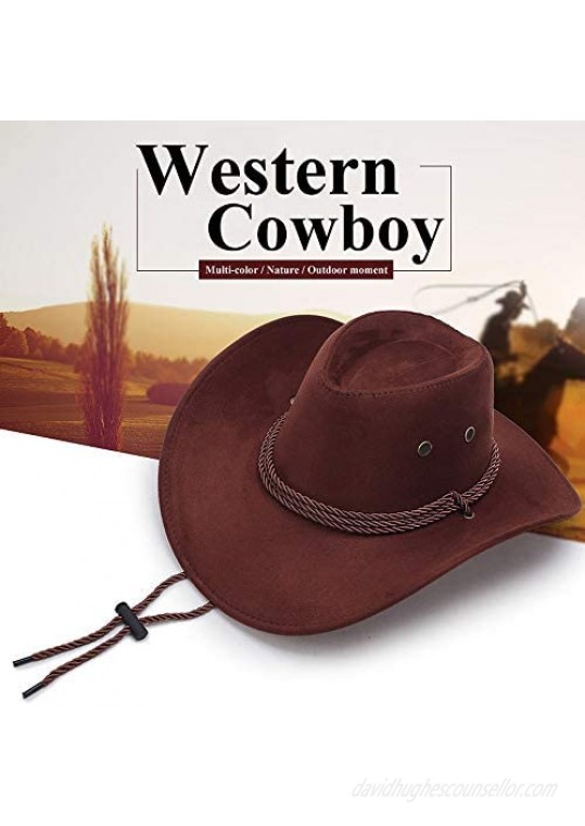 thuizen Westworld Cowboy Hat Faux Felt Outdoor Trip Wide Brim Hat Microsuede