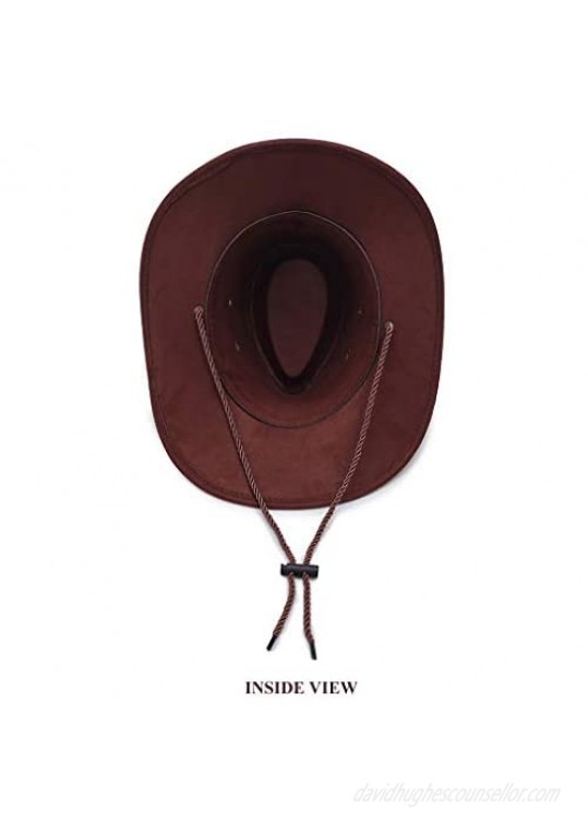 thuizen Westworld Cowboy Hat Faux Felt Outdoor Trip Wide Brim Hat Microsuede