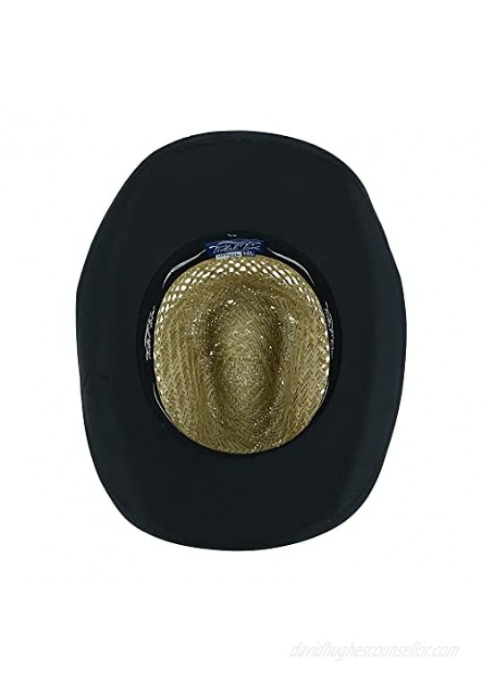 Tidal Tom Men's UPF 50+ Straw Western Hat with Black Trim