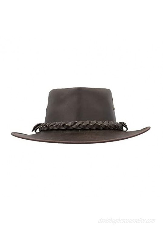 Walker and Hawkes - Leather Cowhide Outback Braided Traveler Hat