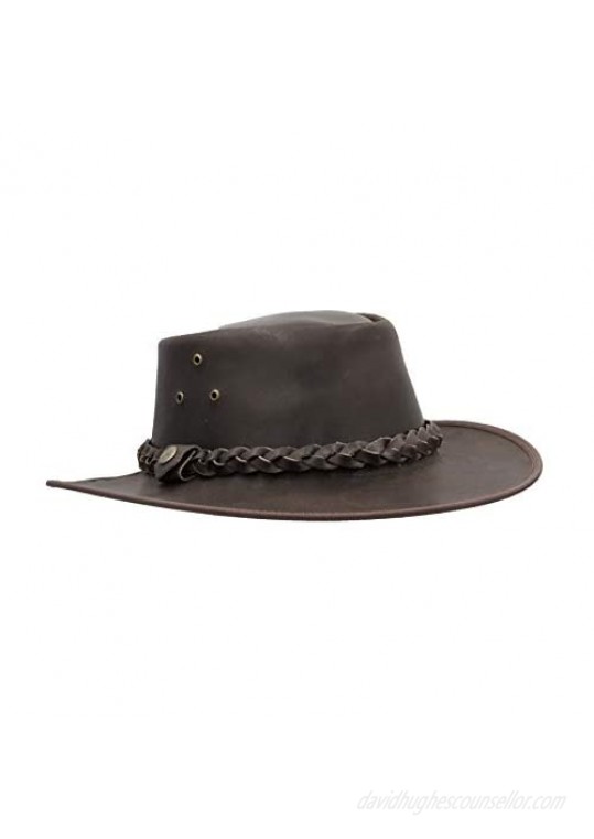 Walker and Hawkes - Leather Cowhide Outback Braided Traveler Hat