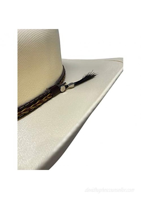 Western Beige Cattleman Canvas Cowboy Hat with Elastic Band