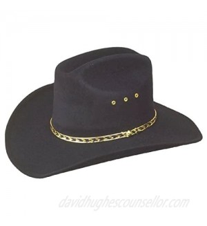 WESTERN EXPRESS Men's Faux Felt East Clintwood Cowboy Hat with Gold Band Rodeo Cattleman Mexican - Black Color Kids Size (52) - 6 1/2