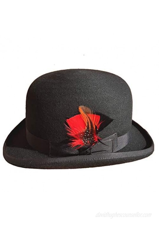 Derby Hat Black Wool Felt Bowler Hat for Men Women