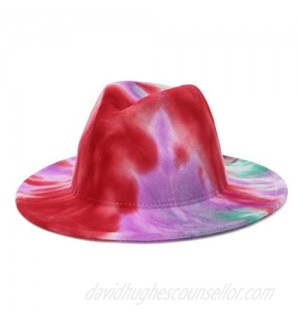 EOZY Multicolor Tie Dye Fedora Hats for Women Men  Wide Brim Cotton Panama Hat