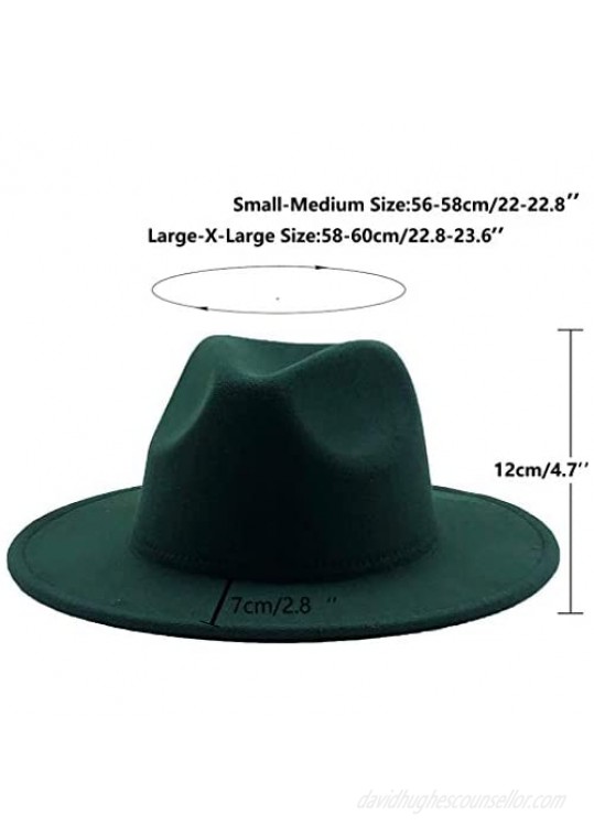 Eric Carl Men & Women Wide Brim Fedora Hat with Belt Buckle Two Tone Felt Panama Hat