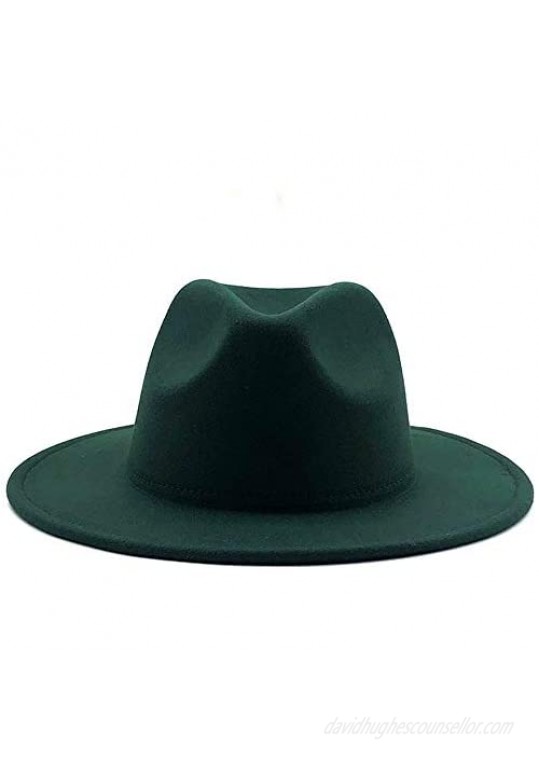 Eric Carl Men & Women Wide Brim Fedora Hat with Belt Buckle Two Tone Felt Panama Hat