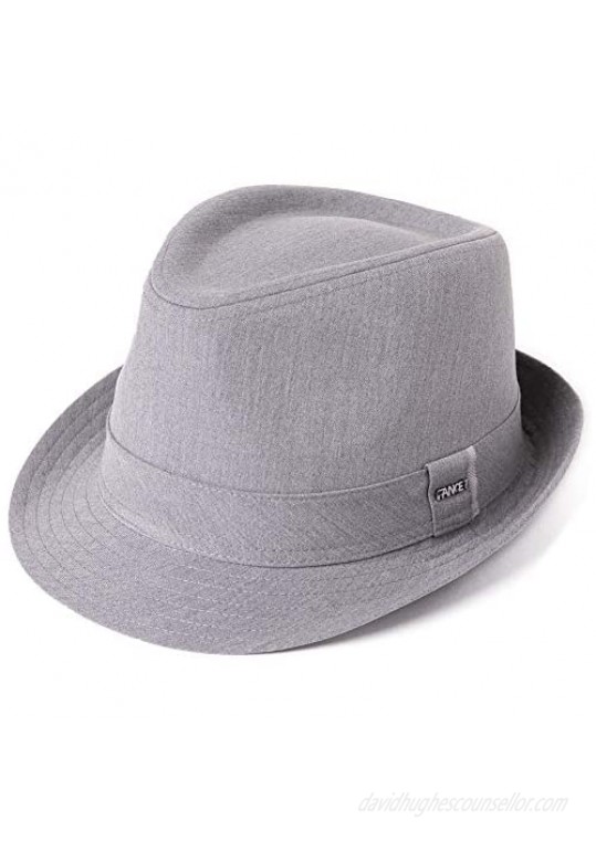 Fancet 1920s Gatsby Gangster Fedora Jazz Kentucky Derby Hat Dress Trilby for Men Women 56-59cm Light Grey