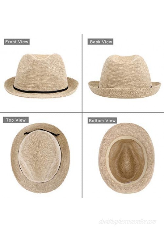 Jasmine Men/Women's Classic Short Brim Miami Beach Panama Fedora Straw Hat