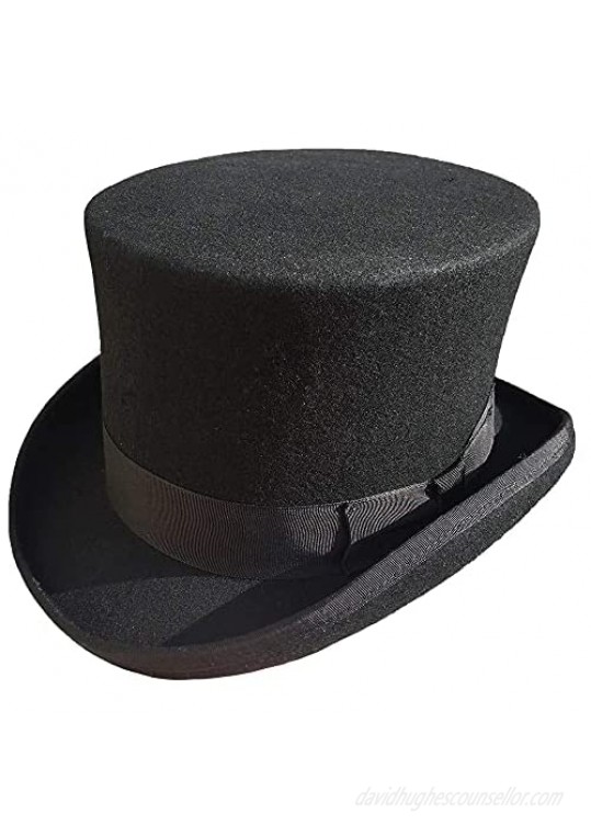 Magician Felt Hat President Party Theater Quality 100% Wool Satin Lined Men’s Top Hat S M L Black