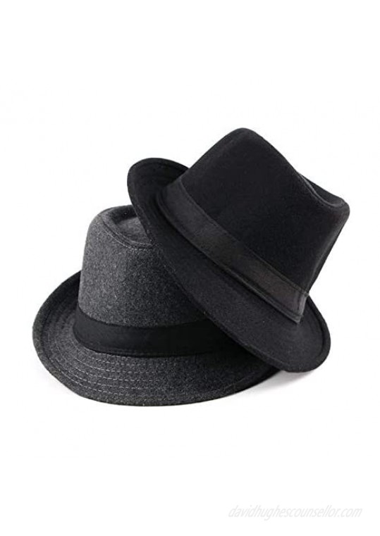 Men's Short-Brim-Trilby Jazz-Hats Classic Fedora-Cap Gangster