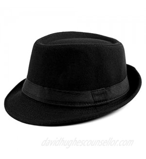 Men's Short-Brim-Trilby Jazz-Hats Classic Fedora-Cap Gangster