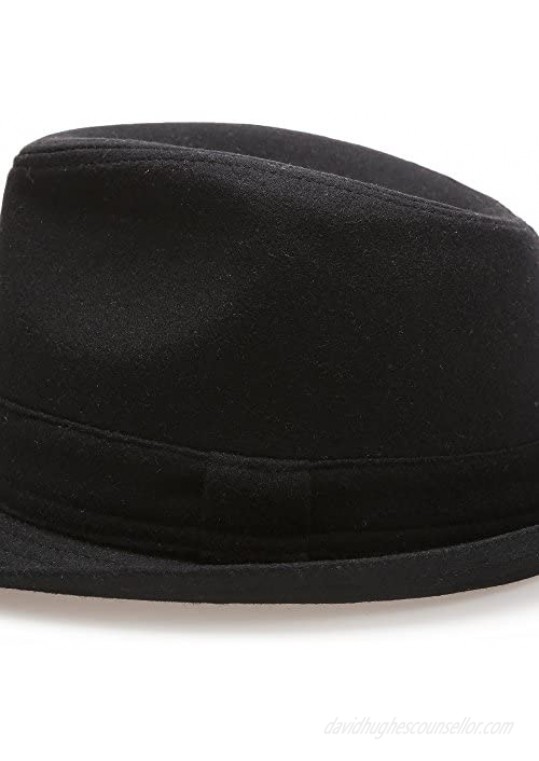 MIRMARU Men's Wool Blend Short Brim Fedora Hat with Band