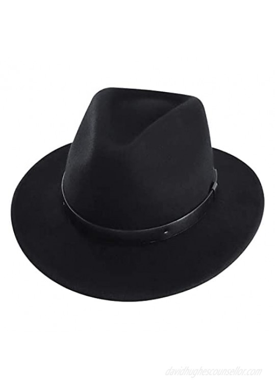 MIX BROWN Wool Felt Fedora Hat Crushable Outback Hats Western Cowboy Hat Vintage Wide Brim Panama Hats for Men Women