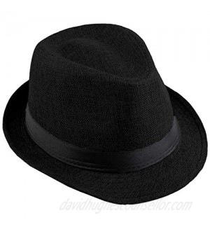 moonsix Classic Fedoras Hats Short Brim Panama Jazz Hat Straw Hat Cap for Men Women Costume Accessories