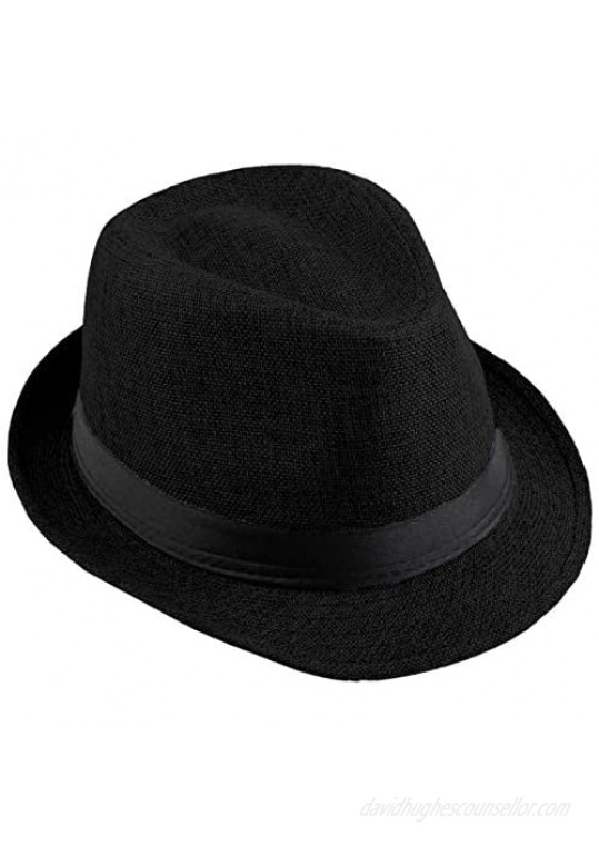 moonsix Classic Fedoras Hats Short Brim Panama Jazz Hat Straw Hat Cap for Men Women Costume Accessories