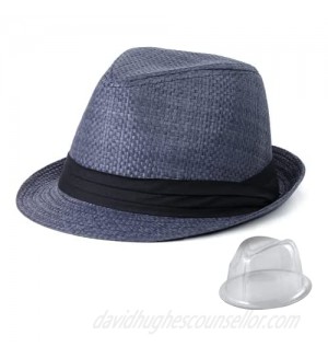 Panama Fedora Straw Hats for Men Trilby Sun Hats for Men Paper Straw Boater Hat Beach Breathable Cap