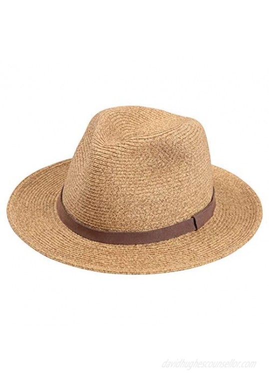 Summer Straw Hat for Women - UV Protection Classic Fedora Havana Hat Cute Beach Panama Wide Round Brim Sun Hats Adjustable Structured Floppy Cuban Trilby Cap Unisex Birthday Vacation Travel Gift