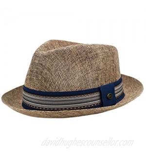 urbanhatshop Men's Summer Fedora Hat  Breathable Linen Porkpie Hat  Stingy Brim Dress Hat