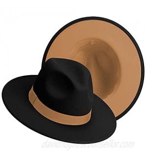 Wide Brim Fedora Hats for Women  Classic Two Tone Felt Fedora Hats for Men